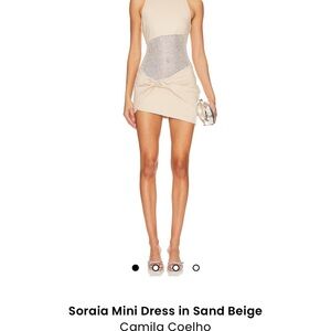 Camila Coelho Sand Beige and Silver Mini Dress